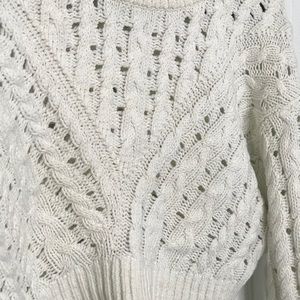 Cream Crop Knit Sweater